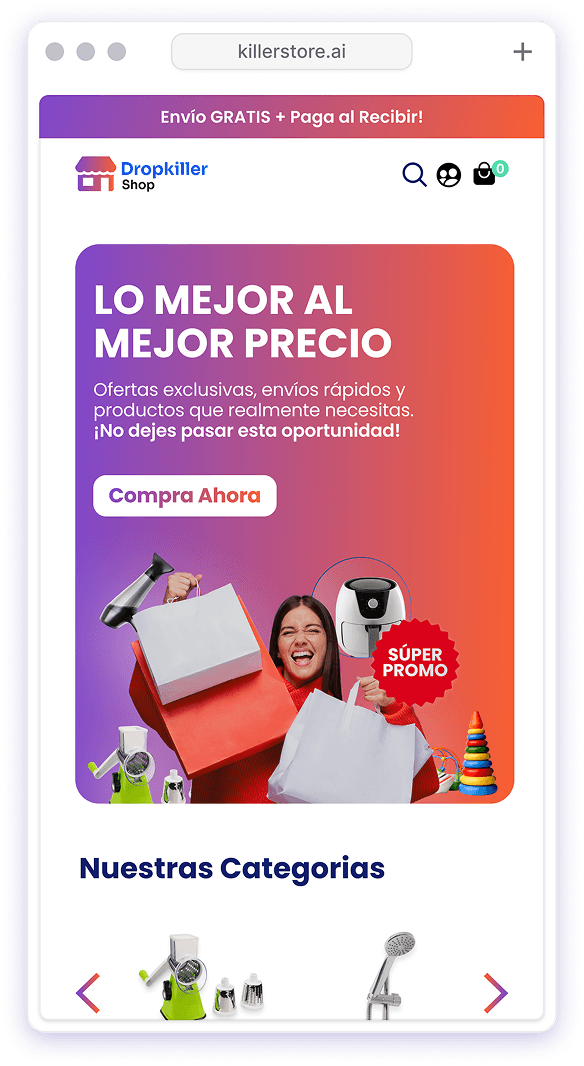 Tienda de ejemplo en móvil
